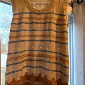 Vintage-Style Peruvian Pointelle Knit Vest